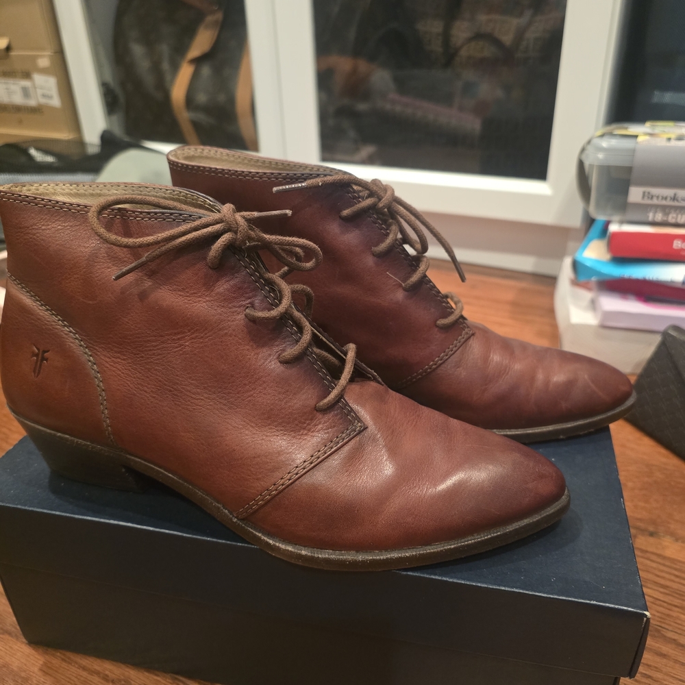 Frye Chestnut Leather Ankle Booties